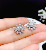 Load image into Gallery viewer, 0.5 Carat Daisy Shinning Moissanite Earrings, S925 Sterling Silver, Handmade Engagement Gift  For Women Her
