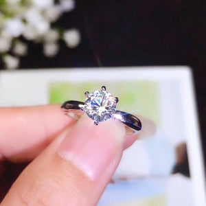 1 or 2 Carat Top Grade Moissanite Ring, S925 Sterling Silver, Handmade Wedding Engagement Gift For Women Her