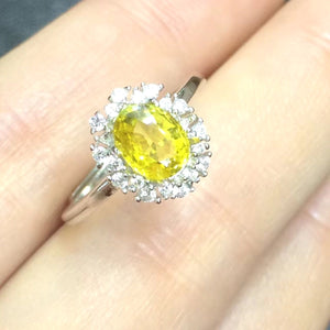 Natural Yellow Sapphire Ring, S925 Sterling Silver, September Birthstone, Handmade Engagement Gift For Women Her