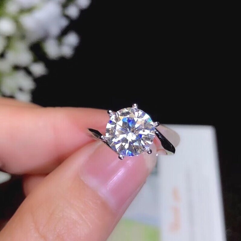 3 Carat Top Grade Moissanite Ring, S925 Sterling Silver, Handmade Wedding Engagement Gift For Women Her