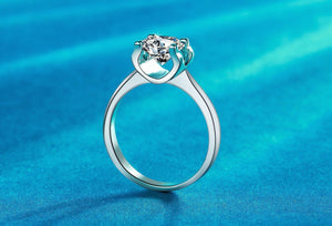 1 Carat Bull Head Top Grade Moissanite Ring, S925 Sterling Silver, Handmade Wedding Engagement Gift For Women Her