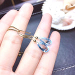 Load image into Gallery viewer, Natural Sky Blue Topaz Earrings, November Birthstone, Solid 18K Yellow Gold Earrings For Women, Handmade Engagement Gift For Women Her
