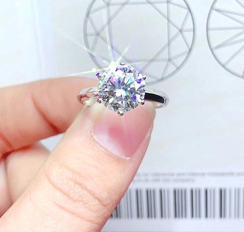 3 Carat Tiffany Style Moissanite Engagement Ring, Moissanite Diamond, S925 Sterling Silver, Wedding Handmade