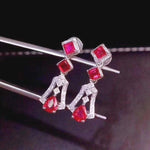 Load image into Gallery viewer, Natural Red Ruby Earrings, S925 Sterling Silver, July Birthstone, Handmade Engagement Gift For Women Her
