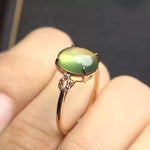 Load image into Gallery viewer, Natural Australia Green Prehnite Ring, Sterling Silver With 18K Rose Gold Plating, Handmade Engagement Gift For Women Her
