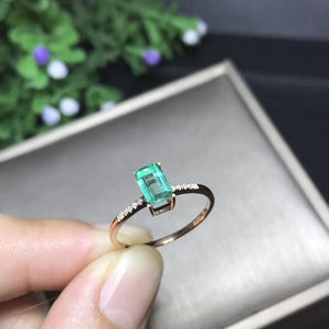 SALE!  Natural Green Emerald Ring, 18K Rose Gold Genuine Diamond,, May Birthstone, Handmade Engagement Gift For Women Her