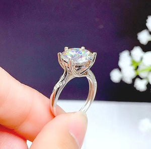 5 Carat Top Grade Moissanite Ring, S925 Sterling Silver, Handmade Wedding Engagement Gift For Women Her