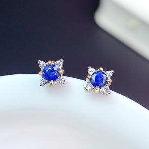 Royal Blue Sapphire Earrings, S925 Sterling Silver, September Birthstone, Handmade Engagement Gift For Women Her
