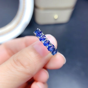 Natural Blue Sapphire Ring, Stacking Stacktable, September Birthstone, S925 Sterling Silver Handmade Engagement