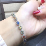 Load image into Gallery viewer, Natural Colorful Sapphire Bracelet, S925 Sterling Silver, September Birthstone, Engagement Wedding, Gift  For Women
