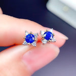 Load image into Gallery viewer, Royal Blue Sapphire Earrings, S925 Sterling Silver, September Birthstone, Handmade Engagement Gift For Women Her
