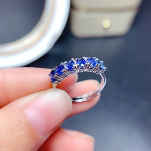 Natural Blue Sapphire Ring, Stacking Stacktable, September Birthstone, S925 Sterling Silver Handmade Engagement