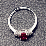 Load image into Gallery viewer, Red Ruby Ring, Created Ruby, July Birthstone, White Gold Plated Sterling Silver Rings for Women, Engagement Wedding Ring
