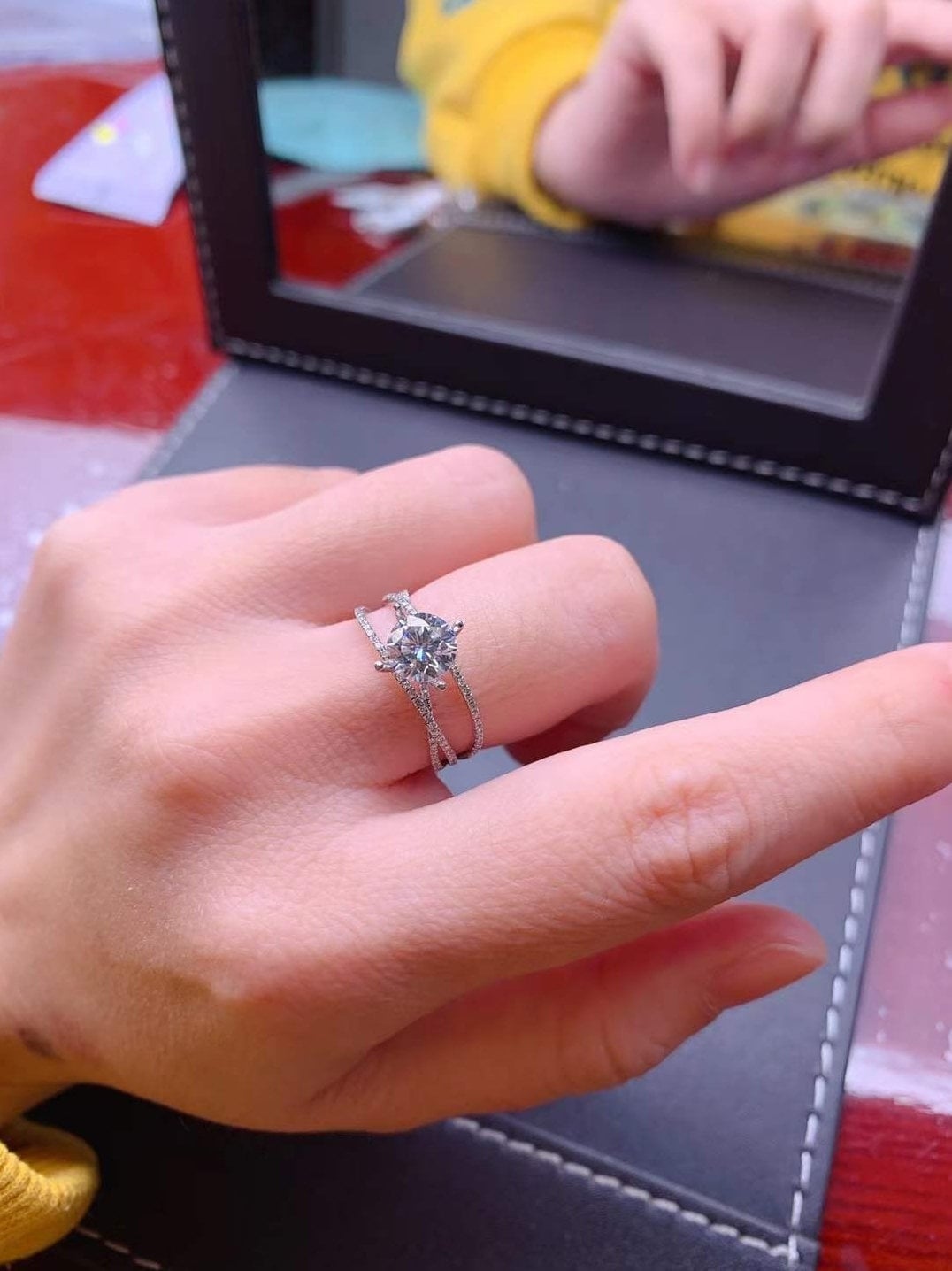 1 Carat Top Grade Moissanite Ring, Sterling Silver Rings for Women, Handmade Wedding Engagement Gift For Her