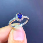 Load image into Gallery viewer, Natural Blue Sapphire Ring, Sterling Silver With 18K White Gold Plating, September Birthstone, Engagement Wedding, Gift  For Women
