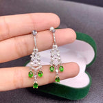 Load image into Gallery viewer, Natural Green Diopside Earrings, Gold Plated Sterling Silver Earrings for Women, Handmade Engagement Wedding Earrings

