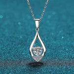 Load image into Gallery viewer, 1 Carat Moissanite Pendant Necklace, Free Chain, Sterling Silver With 18K White Gold Plating, Handmade Engagement Gift  For Women Her
