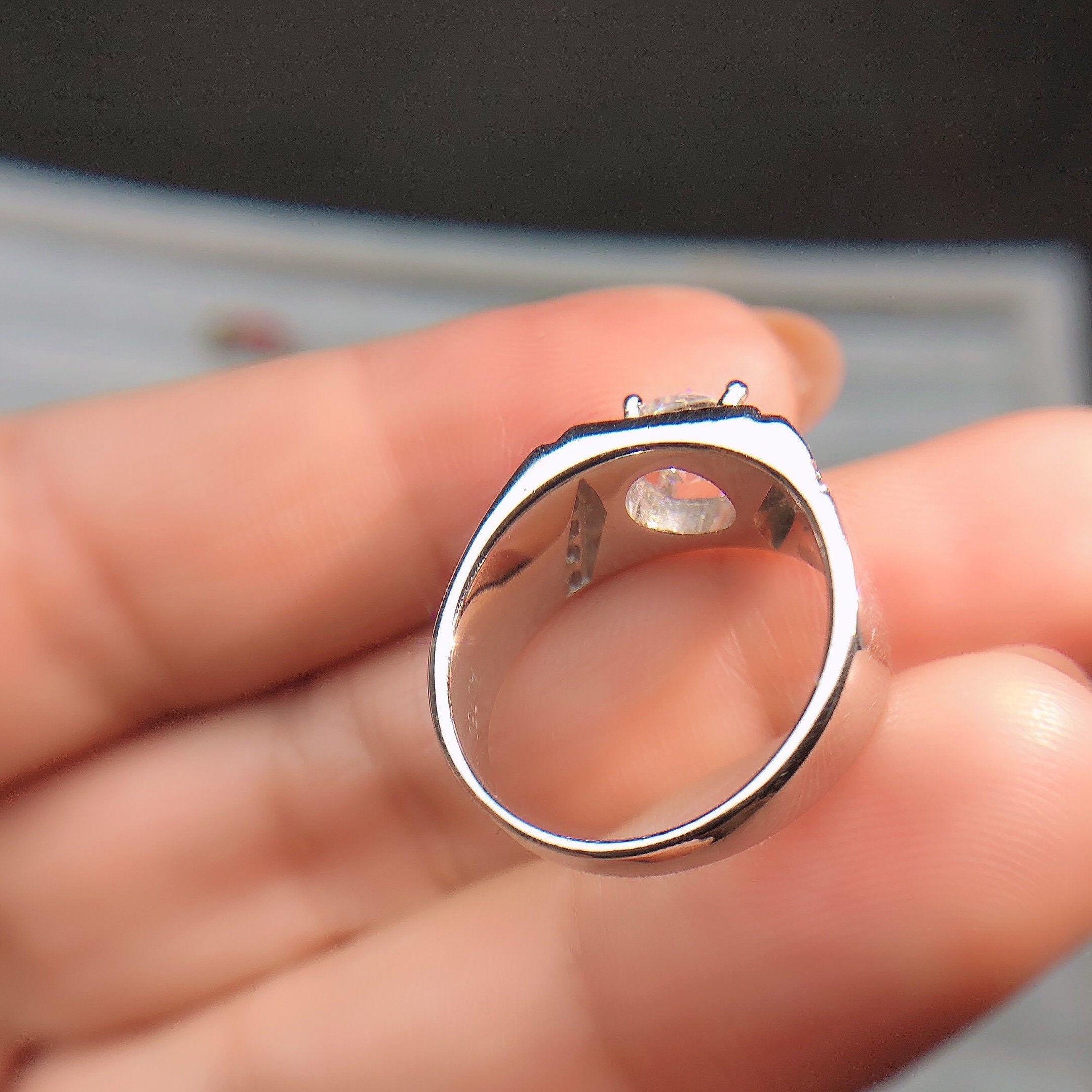 1 Carat Top Grade Moissanite Ring, Classic Style, Sterling Silver Rings for Men, Handmade Wedding Engagement Gift For Her