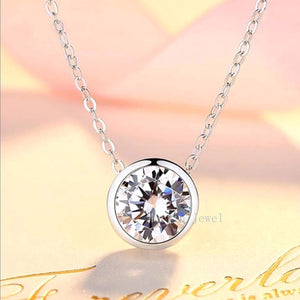1 Carat Moissanite Pendant Necklace, Bubble, Free Chain, Sterling Silver Pendant, Handmade Engagement Gift  For Women Her