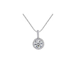 Load image into Gallery viewer, 1 Carat Moissanite Pendant Necklace, Free Chain, Sterling Silver With 18K White Gold Plating, Handmade Engagement Gift  For Women Her
