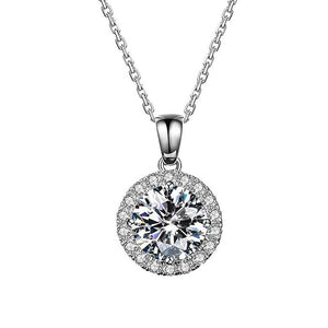 2 Carat Moissanite Pendant Necklace, Free Chain, Sterling Silver With 18K White Gold Plating, Handmade Engagement Gift  For Women Her
