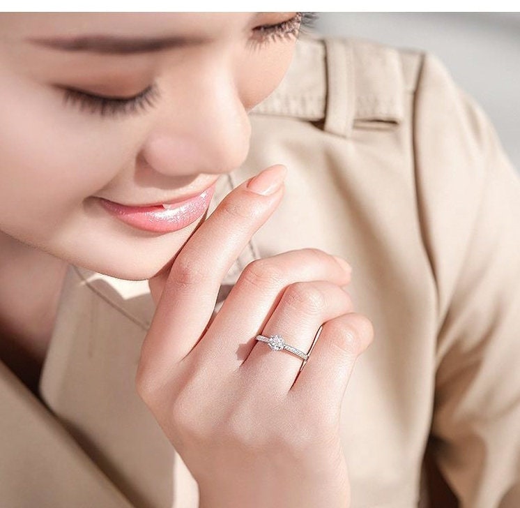 J230 1 Carat Top Grade Moissanite Ring, Classic Style, Sterling Silver Rings for Women, Handmade Wedding Engagement Gift For Her