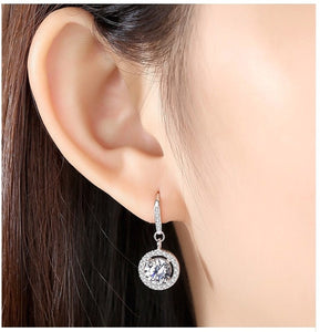1ct+1ct Top Grade  Shinning Moissanite Earrings, Sterling Silver With 18K White Gold Plating, Handmade Engagement Gift  For Women Her