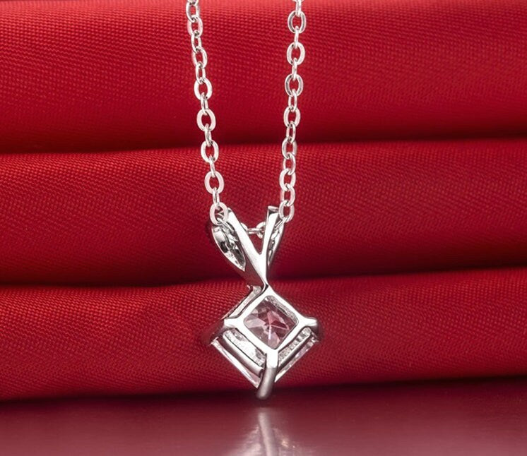 1 Carat Moissanite Pendant Necklace, Bull Head, Free Chain, Sterling Silver Pendant, Handmade Engagement Gift  For Women Her