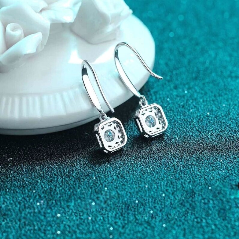 Top Grade  Shinning Moissanite Earrings, Sterling Silver With 18K White Gold Plating, Handmade Engagement Gift  For Women Her