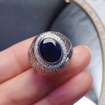 Load image into Gallery viewer, Natural Dark Blue Sapphire Ring, Sterling Silver Rings, September Birthstone, Handmade Engagement Gift For Women Her
