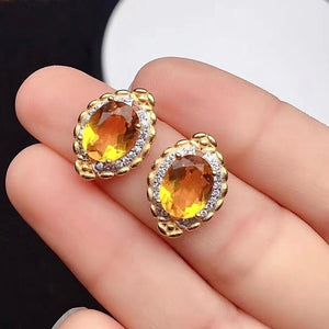 Natural Yellow Citrine Earrings, Sterling Silver, November Birthstone, Handmade Engagement Gift For Women Her