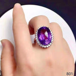 Load image into Gallery viewer, Natural Purple Amethyst Ring, Asscher Cut, Sterling Silver Ring, February Birthstone, Handmade Engagement Gift For Women Her
