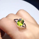 Load image into Gallery viewer, Natural Green Peridot Ring, Sterling Silver With 18K White Gold Plating, August Birthstone, Engagement Wedding, Gift  For Women
