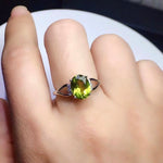 Load image into Gallery viewer, Natural Green Peridot Ring, Sterling Silver With 18K White Gold Plating, August Birthstone, Engagement Wedding, Gift  For Women
