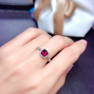 Natural Red Pyrope Garnet Ring, January Birthstone, Sterling Silver Rings, Handmade Engagement Gift For Women Her