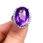 Load image into Gallery viewer, Natural Purple Amethyst Ring, Asscher Cut, Sterling Silver Ring, February Birthstone, Handmade Engagement Gift For Women Her
