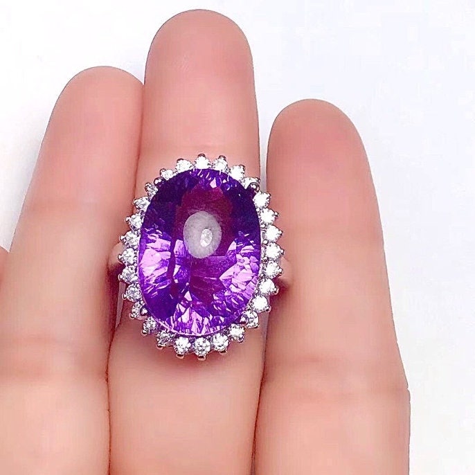 Natural Purple Amethyst Ring, Asscher Cut, Sterling Silver Ring, February Birthstone, Handmade Engagement Gift For Women Her
