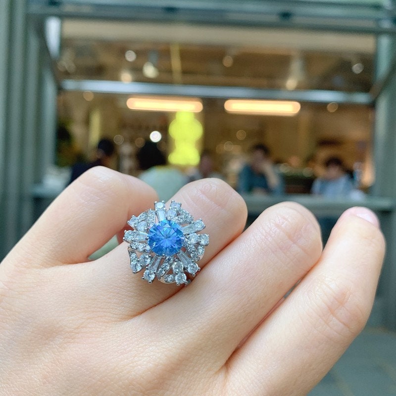 Royal Blue Sapphire Ring, Created Sapphire, September Birthstone, Handmade Gift For Women Her