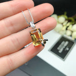 Load image into Gallery viewer, Natural Yellow Citrine Necklace, Sterling Silver, Free Chain, November Birthstone, Handmade Engagement Gift For Women Her
