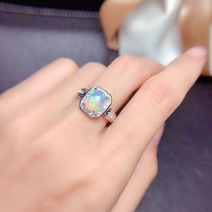 J277 Natural Opal Ring, Sterling Silver Ring, October Birthstone, Handmade Engagement Gift For Women Her