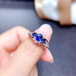 Load image into Gallery viewer, J279 Natural Blue Sapphire Ring, Sterling Silver With 18K White Gold Plating, September Birthstone, Engagement Wedding, Gift  For Women
