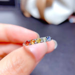 Load image into Gallery viewer, J290 Natural Rainbow Sapphire Ring, Sterling Silver With 18K White Gold Plating, September Birthstone, Handmade Engagement Gift For Women Her
