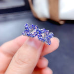 Load image into Gallery viewer, J311 Natural Blue Tanzanite  Ring, Sterling Silver With 18K White Gold Plating, September Birthstone, Engagement Wedding, Gift  For Women
