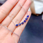 Load image into Gallery viewer, Natural Blue Sapphire Necklace, Sterling Silver With 18K White Gold Plating, September Birthstone, Engagement Wedding, Gift  For Women
