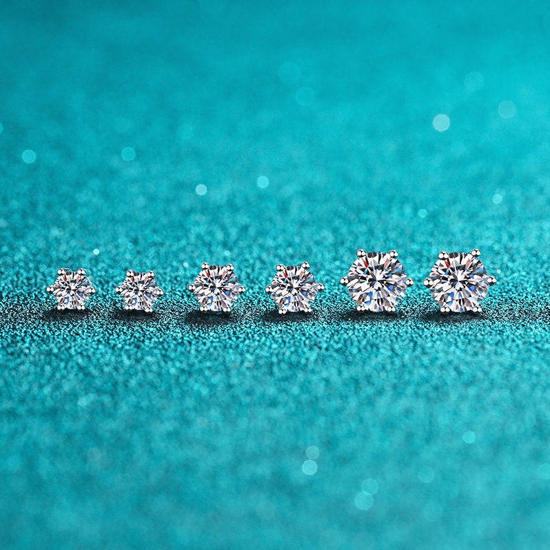 0.5/1/2 Carat Shinning Moissanite Earrings, Sterling Silver Earrings, Handmade Engagement Gift  For Women Her