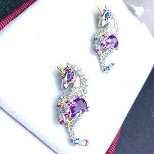 Natural Purple Amethyst Pendant, Sterling Silver Pendant, Unicorn, February Birthstone, Handmade Engagement Gift For Women Her