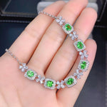 Load image into Gallery viewer, Natural Green Tsavorite Bracelet, S925 Sterling Silver, Handmade Engagement Gift For Women Her
