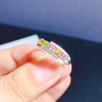 Load image into Gallery viewer, Natural Rainbow Tourmaline Ring, Stackable Ring, Sterling Silver Ring, October Birthstone, Handmade Engagement Gift For Women
