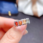 Load image into Gallery viewer, J275 Natural Rainbow Sapphire Ring, Sterling Silver With 18K White Gold Plating, September Birthstone, Handmade Engagement Gift For Women Her
