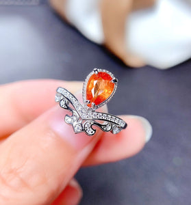 J286 Natural Fanta Garnet Ring, January Birthstone, Sterling Silver Rings, Handmade Engagement Gift For Women Her